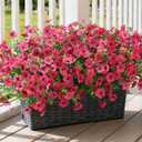 Ivydale Artificial Flowers for Outdoor 24 Bundles Fake Mums with Eucalyptus Leaves UV Resistant Silk Faux Daisy Flower Plant for Outside Home Porch Patio Window Box, Rose