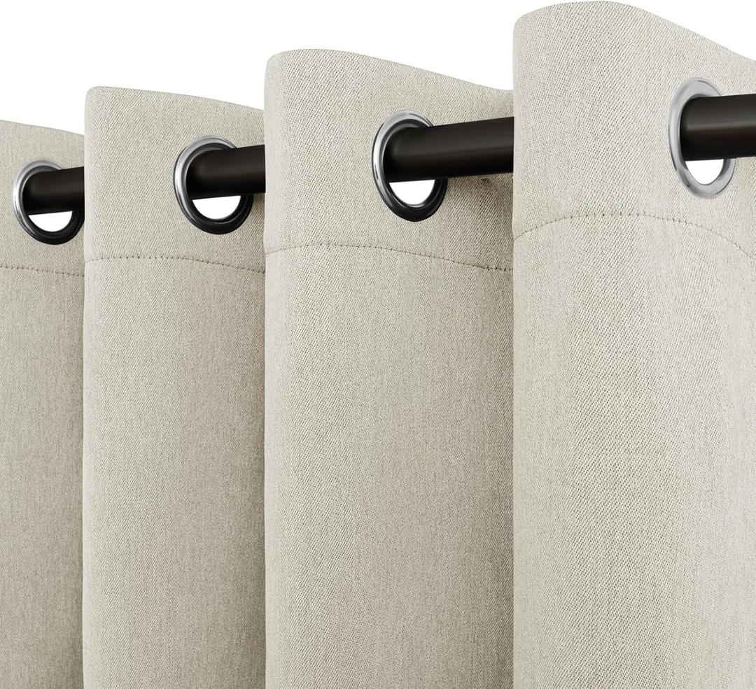 Easy-Going Linen Look Blackout Curtain 84 Inch Length Grommet Window Curtain Drapes for Bedroom, Living Room Thermal Insulated Room Darkening (Set of 2 Panels, Natural)