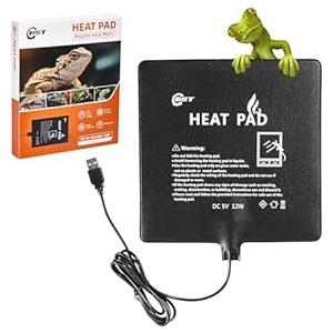 Reptile Heat Pad 7.9x7.9Inch 12W Under Tank Terrarium Heating Mat, Reptile Heat Mat, Reptile Heating Pad for Turtle, Lizard, Hermit Crab, Frog, Snake ﻿