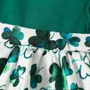Noubeau Infant Baby Girl St.Patrick's Day Dress Ruffle Long Sleeve Romper Top Lucky Clover Print Skirt Outfits+Headband(Green-1,9-12 Months)