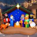 8FT Christmas Inflatables Nativity Scene Outdoor Decorations, Christmas Blow Up Yard Decorations with LED Lights Large Nativity Set Outdoor Nativity Inflatable Christmas Decoration for Xmas Patio Lawn