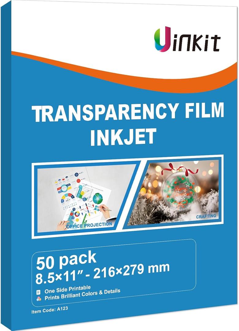 Uinkit OHP Film Overhead Projector Film Single Side Coated Film - 8.5x11" - For Inkjet Printer only Transparency Film