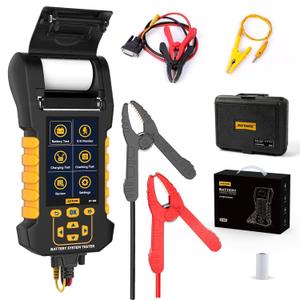 AUTOOL Car Battery Tester 12V 24V Automotive Battery Load Tester with Printer 20-2000CCA Alternator Tester, Cranking & Charging & Leakage Test, 3.2" Screen with Data Review Reverse Polarity Protection