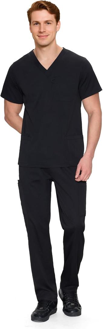 COZYFIT Scrubs for Men Set - V-Neck Scrub Top and Straight Leg Pants with 11 Pockets COZY SCRUBS,XL