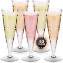 Lazyshine Plastic Champagne Flutes Disposable Wine Glasses - 40 Pack 4.5Oz Clear Mimosa Cocktail Cups Bulk for Wedding Women's Day Party Supplies Engagement Decor, Copas De Plastico Para Brindis