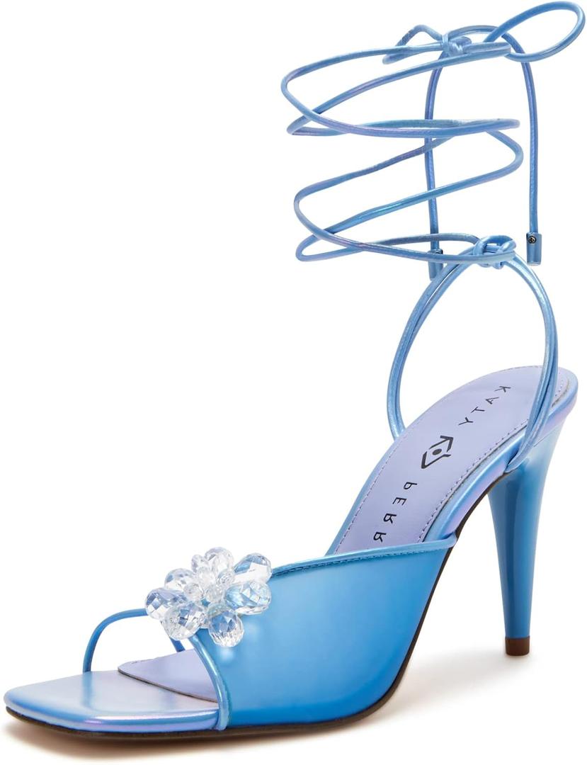 Katy Perry Women's The Vivvian Flower Sandal Heeled (7, Tranquil Blue)