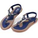 SHIBEVER Flat Sandals for Women Dressy: Summer Comfortable Dress Thong Flats Sandal 42