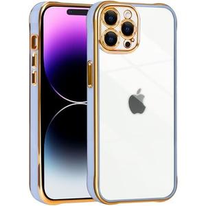 Glitter Case for iPhone 14 Pro Max [Shockproof Four Corners ] [Not-Yellowing] Clear Sparkle Camera Protection Plating Phone Case Cover for iPhone 14 Pro Max Women Girls Light Purple