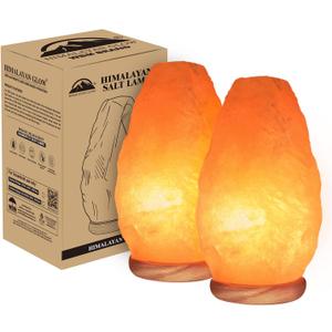 Himalayan Glow Pink Salt lamp With Neem Wooden Base, (ETL Certified) Dimmer Switch, 4-7 LBS - 2 PACK