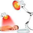 Profey Red Light Therapy Lamp for Body, 150W Infrared Heat Lamp with Timer for Muscle Comfort & Relaxation, Near Infrared Bulb with Adjustable Stand for Full Body Warming (Off White)