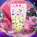 50 Pcs Party Clear Drink Pouches with Straws Popular Music Theme Zipper Bags Favors Decorations for Themed Disco Party Graduations, Weddings Bridal Baby Shower