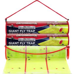 Catchmaster Giant Fly Glue Trap 3-Pack 30 Feet Each, Adhesive Fly Traps Outdoor, Sticky Bug Catcher, Bulk Flying Insect Paper Roll, Pet Safe Pest Control for Garage, Barn, Greenhouse & Garbage Room