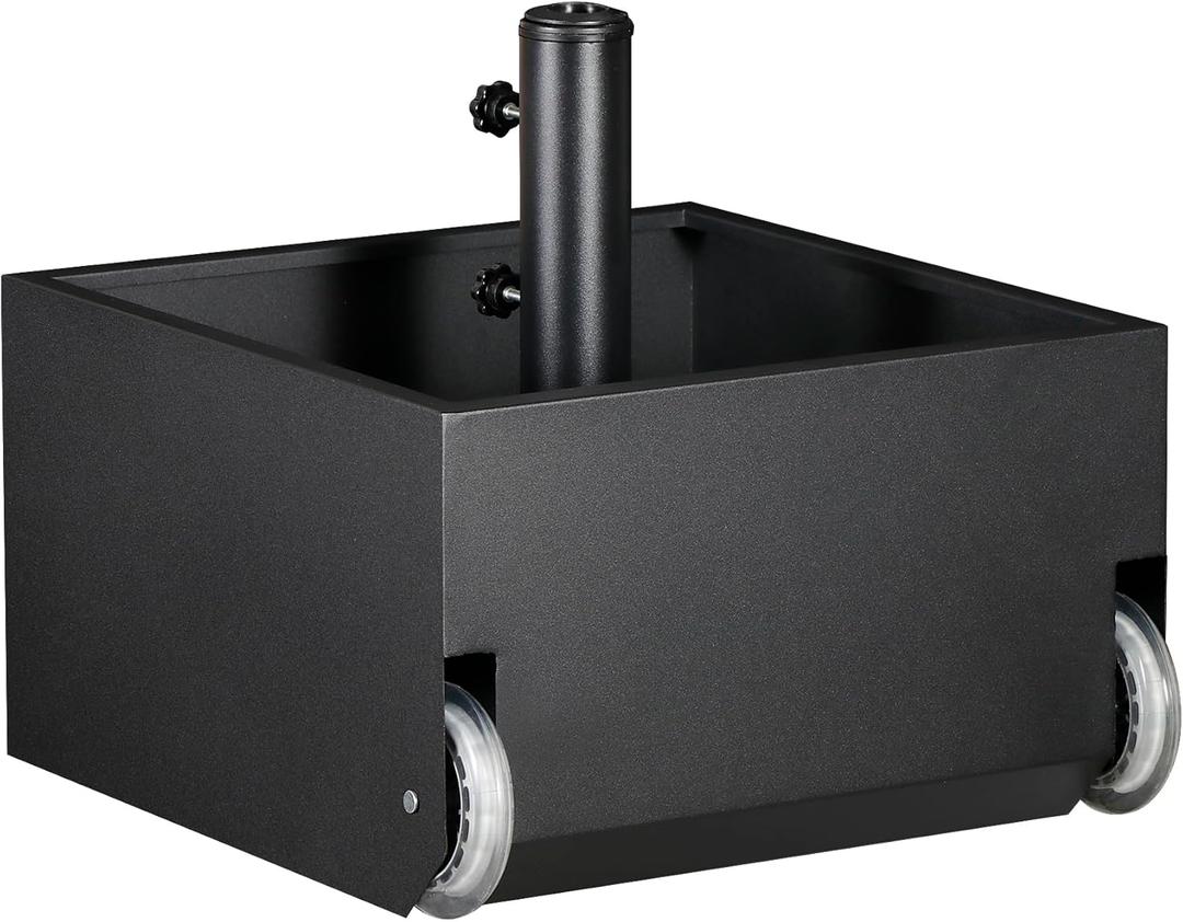 Patio Umbrella Base with Wheels, Heavy Duty Umbrella Base Stand with Fillable Planter, 150LBS Capacity Umbrella Stand for Outdoor, Patios, Gardens