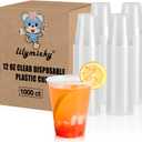 Lilymicky 1000 PACK 12 oz Clear Plastic Cups, Cold Disposable Party Drinking Cups for Parties, Picnic, BBQ & Events, 12 OZ-1000ct