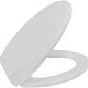 Premium Elongated Toilet Seat with Cover Quiet Close, Two-Click to Quick Release, Easy Installation Never Loosen Hinge, Slow Close Toilet Seat and Cover, Easy Cleaning-White Color (Elongated)