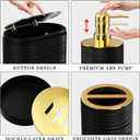 Bathroom Set, 10PC Bathroom Accessory Set, Black Bathroom Accessories, Black and Gold Bathroom Set with Trash Can, Soap Dispensers