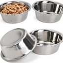 DEAYOU 4-Pack Stainless Steel Dog and Cat Bowl, Metal Food and Water Dish, 8" Basic Pet Feed Bowl for Large Medium Small Dog, 47 OZ Replacement Bowls for Elevated Stand, Kitten, Puppy, Dishwasher Safe