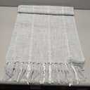ZeeMart Farmhouse Braided Striped Table Runner, Rustic Blue Table Runners 108 Inches Long Boho Home Decor, Dusty Blue 15x108 Inches