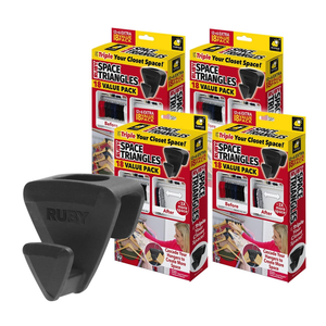 New Ruby Space Triangles, 4 Pack, AS-SEEN-ON-TV Ultra- Premium Hanger Hooks Triple Closet Space 72 PC Value Pack, Black