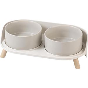 Elevated Ceramic Dog Bowl Set  Double Dog Feeding Bowls with Stand Splash Proof  Raised Dishes for Food and Water  Ideal for Small to Medium Dogs  2 x 850 ml  28.74 oz