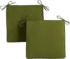 MAGPIE FABRICS Fashions Outdoor 18-inch Square Reversible Seat Cushion with Ties, 2-Pack, Juniper 2 Count