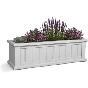 Mayne Cape Cod 3ft Window Box - White - 36in L x 11in W x 10.8in H - with 6.5 Gallon Built-in Water Reservoir (4840-W) Mayne Cape Cod 3ft Window Box - White - 36in L x 11in W x 10.8in H - with 6.5 Gallon Built-in Water Reservoir (4840-W)