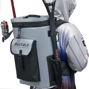 Buffalo Gear Fish Cooler Backpack 32Qt Waterproof Fishing Backpack Cooler Portable Fish Bag, Keep Ice Cold More Than 24 Hours