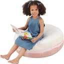 MOMCAYWEX Macaron Bean Bag Chair for Kids and Teens, Medium Bean Bag Sofa with Memory Foam Filling, 27.5"27.5"13.5", Pink and White