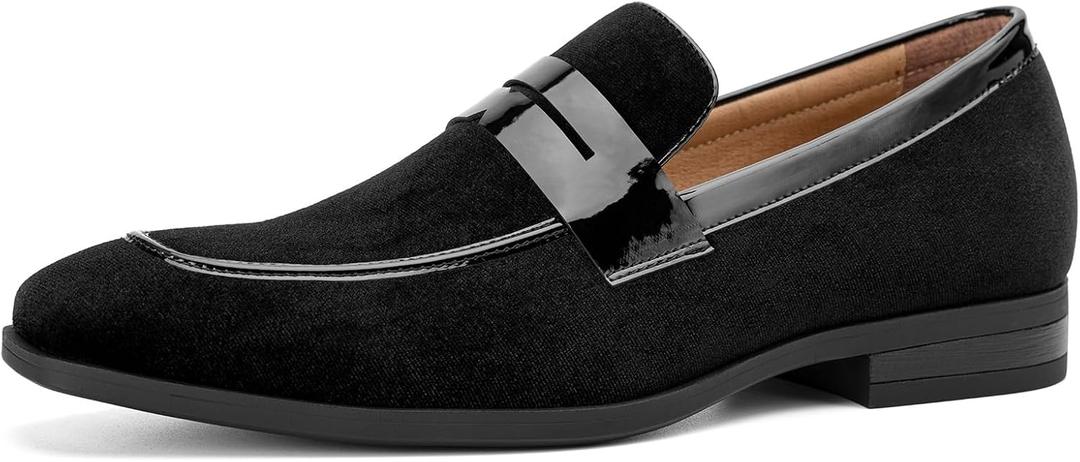 JITAI Mens Velvet Loafers Dress Shoes Loafers for Men Tuxedo Suit Shoes, Black/24, 10 US