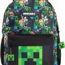 Minecraft Steve & Creeper Multicolour Backpack | Graphic Print Zip-Up Bag for Back to School | Kids Carrying Books | Unisex Kids Merch