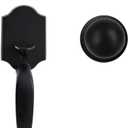 MIRUO Front Door Lock Set Door Handle Sets Entry Door Locksets with Deadbolt Single Cylinder HandleSet with Curved Handle Lower Half Grip Round Knob, Black