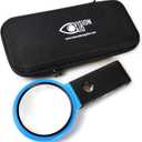 Vision Aid Hands-Free Magnifying Glass with Stand, LED Light, Sturdy Storage Case - Handheld Magnifier for Jewelry Coins Watch Hobby Crafts Close Work Reading