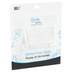 Body Basic Essentials Dental Floss Picks 80 Count, 2 Pack