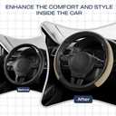 Skechers Steering Wheel Cover,Max Cushioning Leather Steering Wheel Cover Universal Fit 14" 1/2-15" Car Wheel Protector for Men Women Fit Suvs,Vans,Sedans,Car,Trucks,Beige