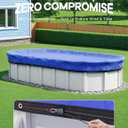 POOLHACKER 15x30 FT Oval Pool Cover 420D Extra Thick Winter Pool Cover for Above Ground Pools, 4 Ft Overlap with Pulley & Cable, Cold-Resistant, Tear-Resistant & Dustproof