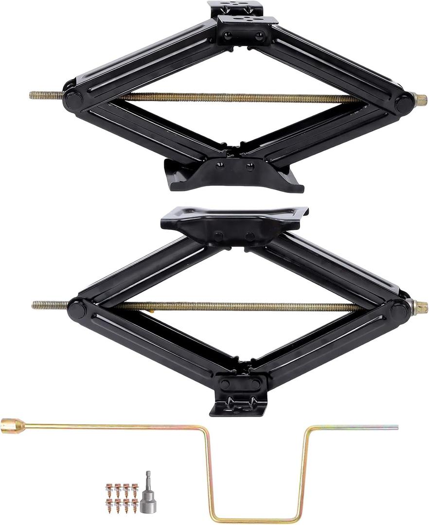 munirater RV Trailer Stabilizer Leveling Scissor Jacks 2-Pack 6600lbs with Speed Crank Handle