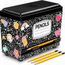 Composition Pencil Dispenser for Classroom Back to School Decorations Composition Notebook Pencil Dispenser Holder with Lid for Teacher Student Classroom Home Office Middle Preschool Gift Supplies