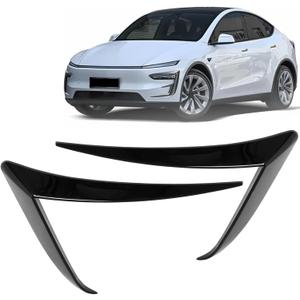 FASTCHE Front Fog Light Trim Cover for Tesla Model Y Juniper Eyebrow Spoiler Accessories Fog Lamp Frame Blade Trim Compatible with 2025 2026 Model Y Juniper Exterior Accessories (Glossy Black)