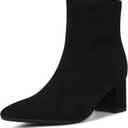 Booties for Women Pointed Toe Ankle Boot Chunky Block Low Heel Boot (Black, S)