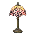 Tiffany Lamp Stained Glass Table Lamp 8X8X14 Inches Desk Reading Light Decor Beside Bedroom Living Room Home (H-1055- Cherry Blossom)