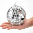 Suwimut 9 Pack Mirror Disco Ball, 4 Inch Small Mirror Ball Ornaments Silver Hanging Disco Balls with Attached String for Reflect Light, Party Favor, Home Bands Decorations, Stage Props, Christmas