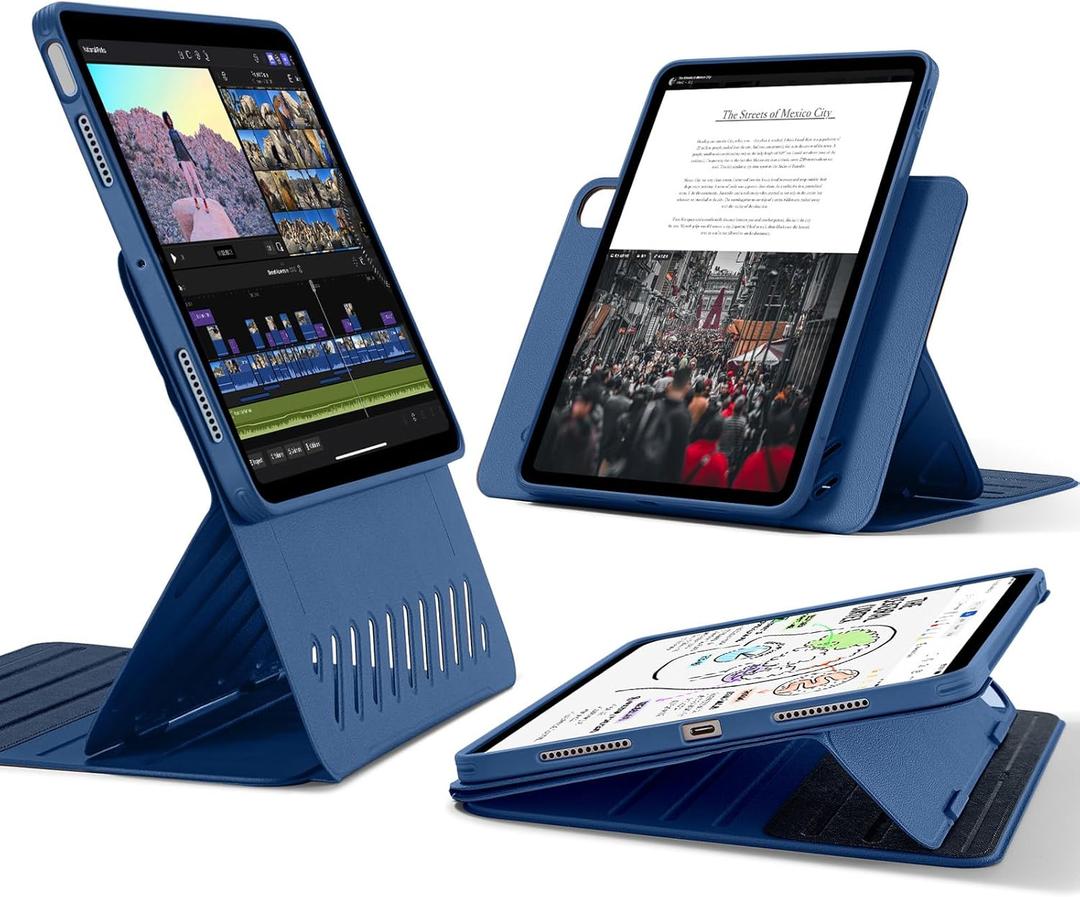 ESR for iPad Air 11 Inch Case M3/M2 (2025/2024), iPad Air 5th/4th Gen Case (2022/2020) 10.9 Inch, Removable Magnetic Cover, Adjustable Portrait/Landscape Stand, 9 Standing Angles, Blue