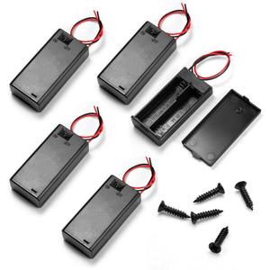 5Pcs 2 AA Battery Holder with Switch, 2X 1.5V AA Battery Holder Case with Wire Leads and ON/Off Switch(5 Pack)
