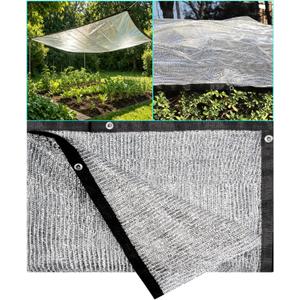 40% Aluminum Foil Shade Cloth 3 FT x 6 FT with Grommets & Ball Bungees, Heavy Duty Silver Reflective Sun Block Net Cover for Patio Garden Greenhouse Plant Shade