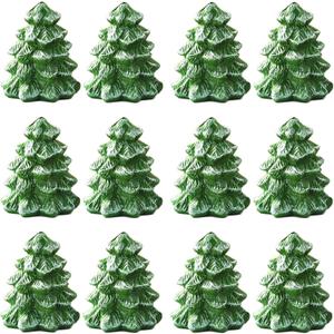 Christmas Tree Place Card Holders  Set of 12 Mini Green Table Number Stands for Xmas Party, Winter Wedding, Holiday Dinner & Buffet Food Labels