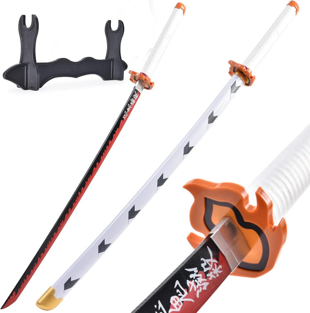 Demon Slayer Sword 41inch - with Stand Anime Sword- Zenitsu Sword & Tanjirou Sword & Rengoku Sword