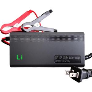 14.6V 10A LiFePO4 Battery Charger Designed for 12V Lithium Battery, AC-DC Smart Charger, Battery Maintainer, Built-in Safety Protections, Support 0V Charging Function