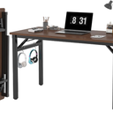 39.4 in Computer Desk w/Storage, Portable Folding Desk No-Assembly (Walnut)
Home Office Desk for Study Work Writing, Sturdy Metal Frame, Storage Bag & Hooks, Fits small spaces, dorms, bedroom