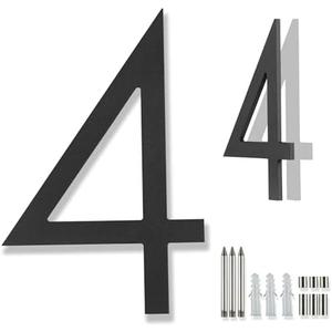 8 Inch Large house Numbers for Outside Modern Metal, Black Modern Address Numbers Floating and Flush Mount Aluminum Home Address Numbers (4)
