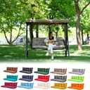 Outdoor Swing Cushions,Waterproof Swing Cushions 3 Seater Replacement with Backrest,Outdoor Thickened Bench Cushion with Ties for Porch,Patio,Backyard,Garden and Lawn (Khaki 60 * 40 in)